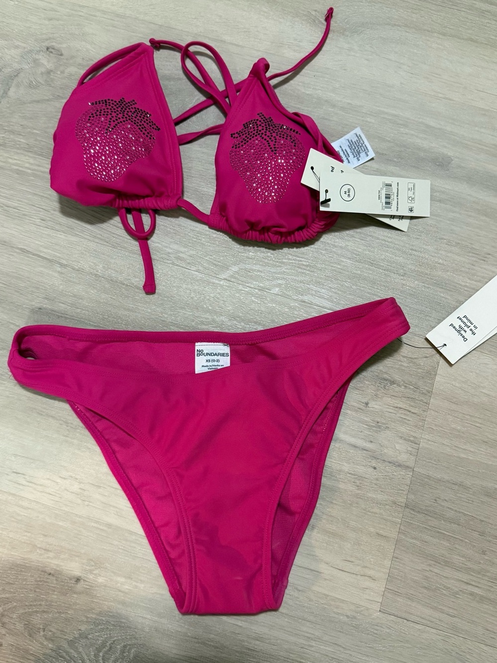 NWT Strawberry Rhinestone Triangle bikini